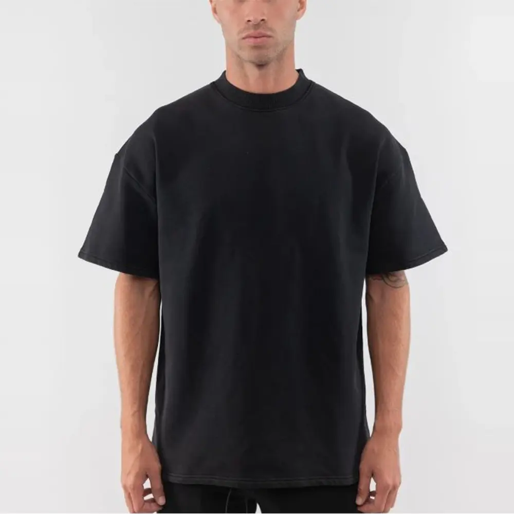 High Quality Men Luxury Custom Heavy 100% Cotton Round Neck T-shirt Heavyweight Oversized Boxy T- shirt