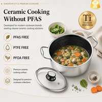 Proveedor de Ollas para Sopa de Cerámica G8 Reforzadas con Titanio, Antiadherentes, de Acero Inoxidable de Triple Capa, Libres de PFAS