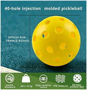 Échantillon gratuit de balles de pickleball personnalisées durables de haute qualité USAPA à 40 trous, moulage par injection, pour l'entraînement en extérieur - Product Image 2