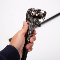 Canne de marche décorative en forme de tête de lion dorée avec moustache, pour cosplay de vampire, Halloween, 94 cm