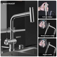 Évier de cuisine intelligent NILLOS N8246X8, double bac, quatre trous, en acier inoxydable 304, fait main, carré, moderne, brossé/noir, avec revêtement nano