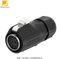 E-Weichat 35A 500V IP67/IP68 Connecteur circulaire étanche M24 en alliage de cuivre 2/3/4/10/12/19/24 broches pour usage industriel, alimentation et signalisation 25A