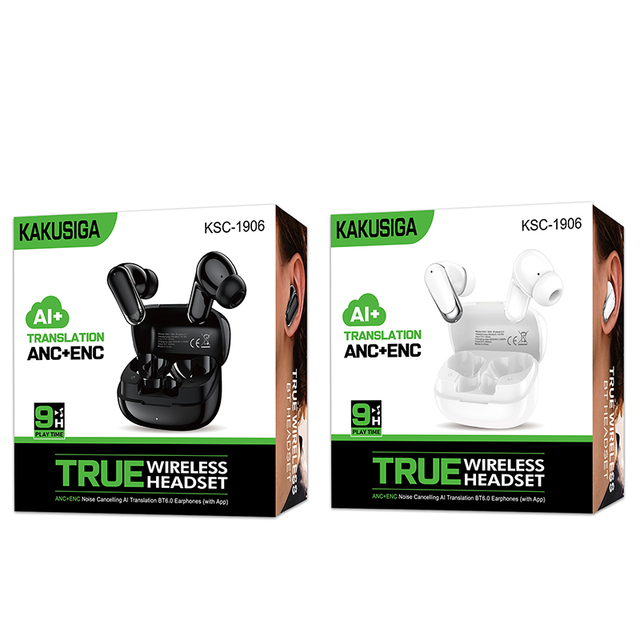 KAKUSIGA BT 6.0 True Wireless ANC+ENC Earphones, 500mAh/50mAh AI Translation Wireless Earbuds with App Support