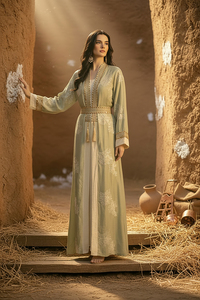 Nuovi turbanti in poliestere per donne musulmane, stile mediorientale ed europeo, con stampa floreale dorata, Abaya Dubai. - Product Image 2