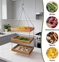 Rak Pengering Bunga dan Herbal BH Space Saving Compact Mesh, Rak Pengering Herbal Kayu 3 Tingkat untuk Herbal, Pasta, dan Bunga