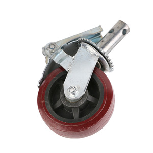 ล้อเลื่อนอุตสาหกรรม 4 นิ้ว สีแดง โพลียูรีเทน พร้อมเบรก สำหรับโรงงาน - Product Image 1