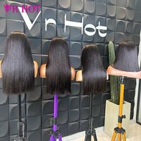 Perruques en cheveux vierges vietnamiens bruts, double densité, ultra-lisses, avec frontale en dentelle, sans colle, pour femmes