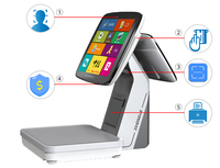 ZHONGJI POS AI, Báscula con Pantalla Táctil Capacitiva, Software, Impresora de Etiquetas, Reconocimiento de Códigos de Barras, Sistema Operativo Windows, 1 Año de Garantía