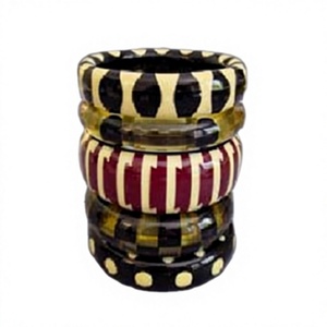 Nuevo Brazalete Redondo de Cerámica de la Mejor Calidad, con Patrón de Rayas Verdes y Blancas, Accesorio de Joyería para Mujer, para Bodas y Fiestas - Product Image 6