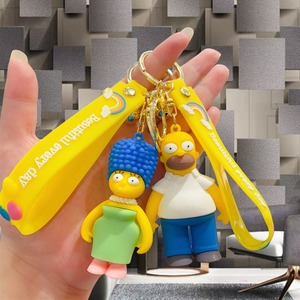 Porte-clés <span class=keywords><strong>figurines</strong></span> de la famille Simpson, sacs de couple, accessoires suspendus, porte-clés de voiture créatifs en gros - Product Image 2