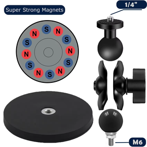 Support de base magnétique pour caméra avec bras articulé à boule de 1 pouce, support de tête sphérique de 25 mm pour caméra d'action GoPro Insta360 DJI et téléphone - Product Image 4