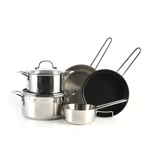 Hot Sale Customized 304 Non-stick Stainless Steel Cookware Samples Cookware Sets Kitchenware Sets Cooking Pots And Pans Sets