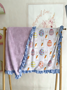 Couverture <span class=keywords><strong>de</strong></span> sécurité en peluche pour bébé en bambou à double couche avec bordure en dentelle, vente en gros, étiquette personnalisée, objet <span class=keywords><strong>de</strong></span> confort - Product Image 3