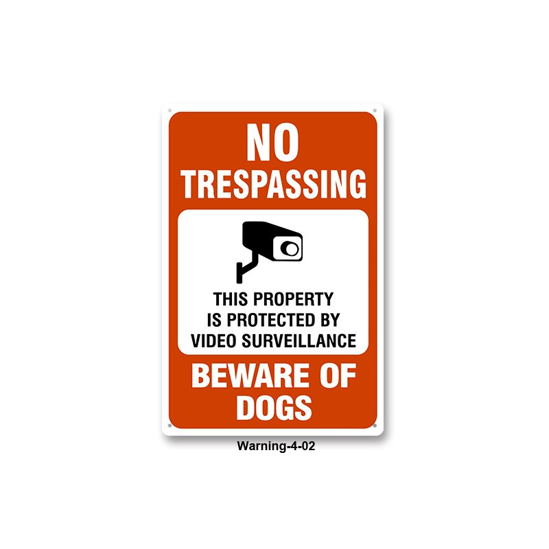 No Trespassing Property Protected by Video Surveillance Sign Aluminum Plate for Private Fence Use