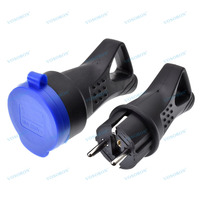 EU Gummi Wasserdichte Steckdose Geerdeter Europäischer Stecker Mit Abdeckung IP44 für DIY Stromkabel 16A 250V