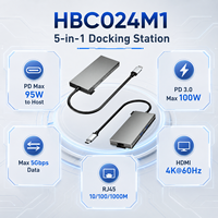 Station d'accueil USB-C 5-en-1 avec HDMI 4K+60Hz, Ethernet Gigabit, PD 100W, 3x USB 3.0, boîtier en aluminium