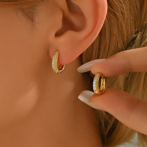 Pendientes de aro de moda para mujer con circón latón regalo de aniversario perfecto joyería elegante - Product Image 1