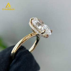 Bán Buôn Vòng Phòng Thí Nghiệm Grown Kim Cương Lớp Nhẫn 1CT 2ct 3ct 9K 14K 18K Rắn Vàng Hình Bầu Dục Bất Kim Cương Engagement Rings Đối Với Phụ Nữ - Product Image 3