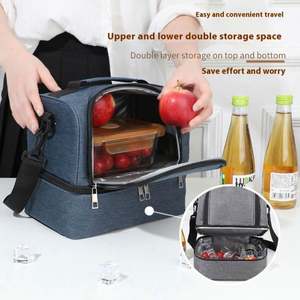 Bolsa de Almuerzo Impermeable de Doble Capa, Estilo Campestre, con Bolsillo Interior con Cremallera para Almacenamiento de Biberones al Aire Libre - Product Image 4