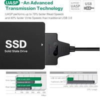 22 Pin SATA ke USB 3.0 kabel adaptor hingga 6Gbps mendukung SSD eksternal 2.5 inci HDD Hard Drive