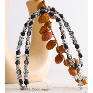 JINYOU 5723 Collana in Stile Hip Hop Rock con Estetica Scura, Ciondolo a Croce in Acciaio Inossidabile con Pietra Naturale per Uomo - Product Image 5