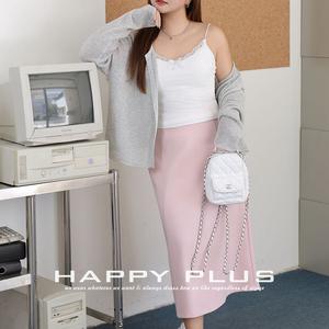 แฮปปี้ พลัส ชมพู กระโปรงมิดิเอวสูงผ้าซาตินทรงเอไซส์พลัสกระโปรงผู้หญิง N9239 - Product Image 2