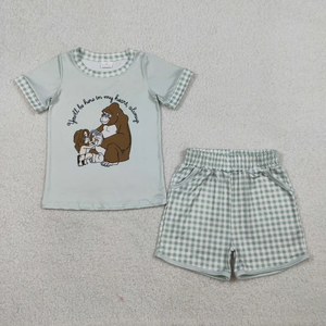 Vêtements en gros pour bébés et jeunes enfants Longlv, ensembles décontractés d'été pour frères et sœurs, imprimés animaux et lettres, en Spandex/Coton - Product Image 4