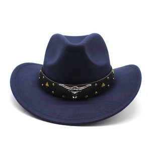 New Design <strong>Cowboy</strong> Western <strong>Hat</strong> With Belt Decoration Wholesale Fashion Felt <strong>Cowboy</strong> <strong>Hats</strong> for Men - Product Image 6