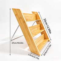 Étagère de rangement 3 niveaux en bambou pour épices, avec cadre métallique, gain de place, pour tiroir de cuisine ou plan de travail