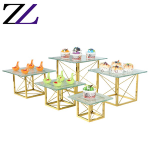 Catering for Wedding Buffet Tableware Luxury Paper Cupcake Cocktail <strong>Food</strong> Serving Plates Set Metal Multi Tier Gold Cake <strong>Stand</strong> - Product Image 4