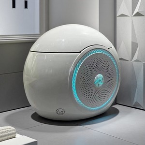 WC intelligent Hotel Egg à cuvette allongée, à poser au sol, avec siège chauffant, télécommande, drainage en S, chasse d'eau électrique automatique et capteur - Product Image 1