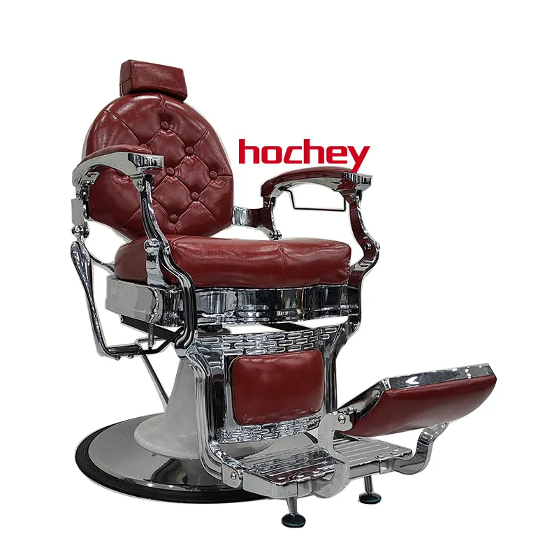 Hochey卸売サロンヘアチェアクラシックヴィンテージ理髪店豪華なサロン家具理髪店チェアゴールドメンズ理髪椅子