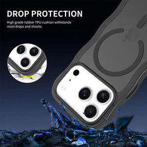 Étui antichoc en TPU+PC avec anneau magnétique électroplaqué à motif vague ATB pour 17 Pro Max/15/14 - Product Image 4