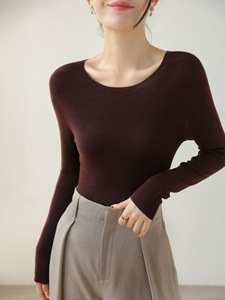 Maglione Base Interno a Mantella di Media Lunghezza per Donna, 100% Lana, Senza Cuciture, Aderente, Stile Coreano, Inizio Autunno - Product Image 2