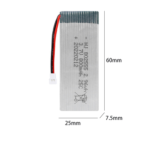 工厂802555 3.7V 800毫安时可充电锂离子聚合物遥控直升机玩具定制飞机玩具飞机迷你无人机电池 - Product Image 1