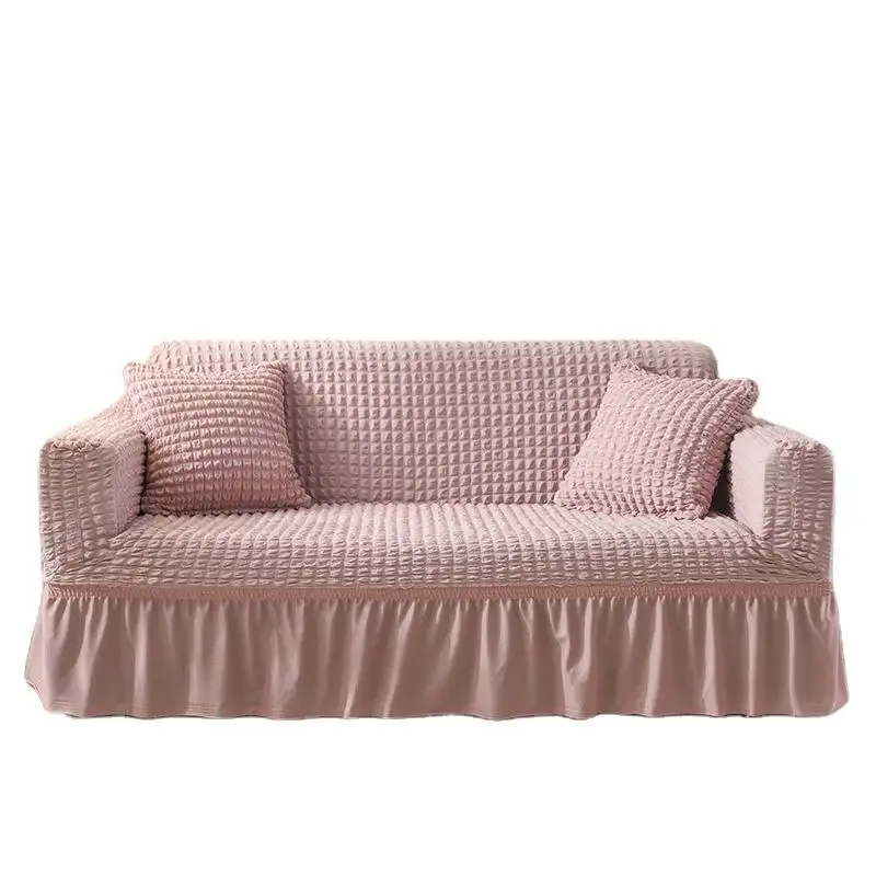 Hot bán sang trọng sọc seersucker hemline Polyester sofa Bìa bao gồm tất cả bao gồm Non-Slip seerlister sofa Bìa