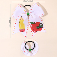 En gros, Nœuds pour le coiffage en ruban gros-grain de 7 pouces, motif crayon et pomme, pour la rentrée scolaire, pour filles