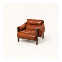 Fauteuil d'appoint moderne en similicuir, fauteuil rembourré avec structure en bois massif, idéal pour coin lecture