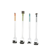 Ensemble brosse de toilette et support avec manche en plastique et brosse en nylon Outil de nettoyage de salle de bain portable