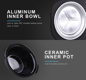 Casserole multifonctionnelle à plusieurs compartiments avec 3 commandes séparées, pots en céramique et couvercles en verre trempé, <span class=keywords><strong>mijoteuse</strong></span> - Product Image 4