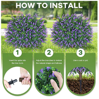 OH ARTS Boule de lavande artificielle résistante aux UV, fausse plante grimpante violette avec piquet de fixation pour extérieur, intérieur, maison et jardin