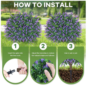 OH ARTS Boule de lavande artificielle résistante aux UV, fausse plante grimpante violette avec piquet de fixation pour extérieur, intérieur, maison et jardin - Product Image 6