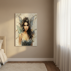 Arte de Pared Colgante Hecho a Mano con Diseño de Hada Mariposa de Lujo, Decoración 3D con Alas de Perlas y Diamantes de Imitación - Product Image 1