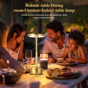 Goldene Kabellose Tischlampe Wiederaufladbar Tragbar 2000mAh Batteriebetriebene Lampe Elegante Stufenlos Dimmbare LED-Tischleuchte - Product Image 4