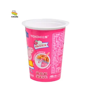 130 Ml 200 Ml Plastic Cup With Aluminum Foil Seal Biscuit Stick And Spread Chocolate Packaging IML Plastic Cup