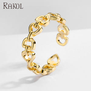 RAKOL RP5007 Anillo hueco abierto Ajustable chapado en oro - Product Image 3
