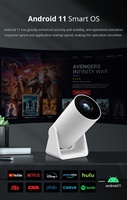 Mini-projecteur portable sans fil HY300 avec fonction de mise en miroir, système Android 14, résolution 1280x720P, lecteur multimédia domestique LED, prix compétitif