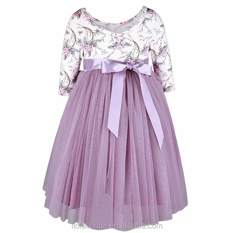 Серое плиссированное платье OM с длинным рукавом и цветочным принтом, одежда для повседневной носки, мягкая школьная одежда для выступлений, платья для девочек