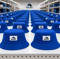 Chapeau Bob Bleu WEINI avec Patch Logo Personnalisé, Casquette de Pêcheur Unisexe, Protection Solaire Extérieure, Chapeau de Plage d'Été, Vente en Gros, Qualité Supérieure