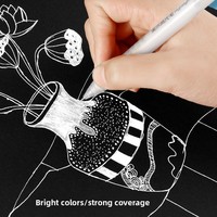 Stylo de dessin anime pour croquis à la main, idéal pour les esquisses artistiques, peinture de contour, surligneur haute capacité tricolore or, argent, blanc
